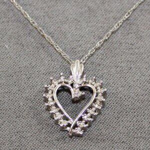 Jacmel Mauritius JCM 10K White Gold Diamond Accent Heart Pendant